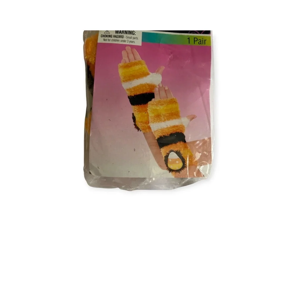 Candy Corn Halloween Glovelettes Dress Up Costume Kids 4+  New One Pair Gloves